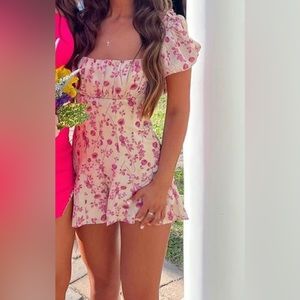Tan and purple Floral Romper